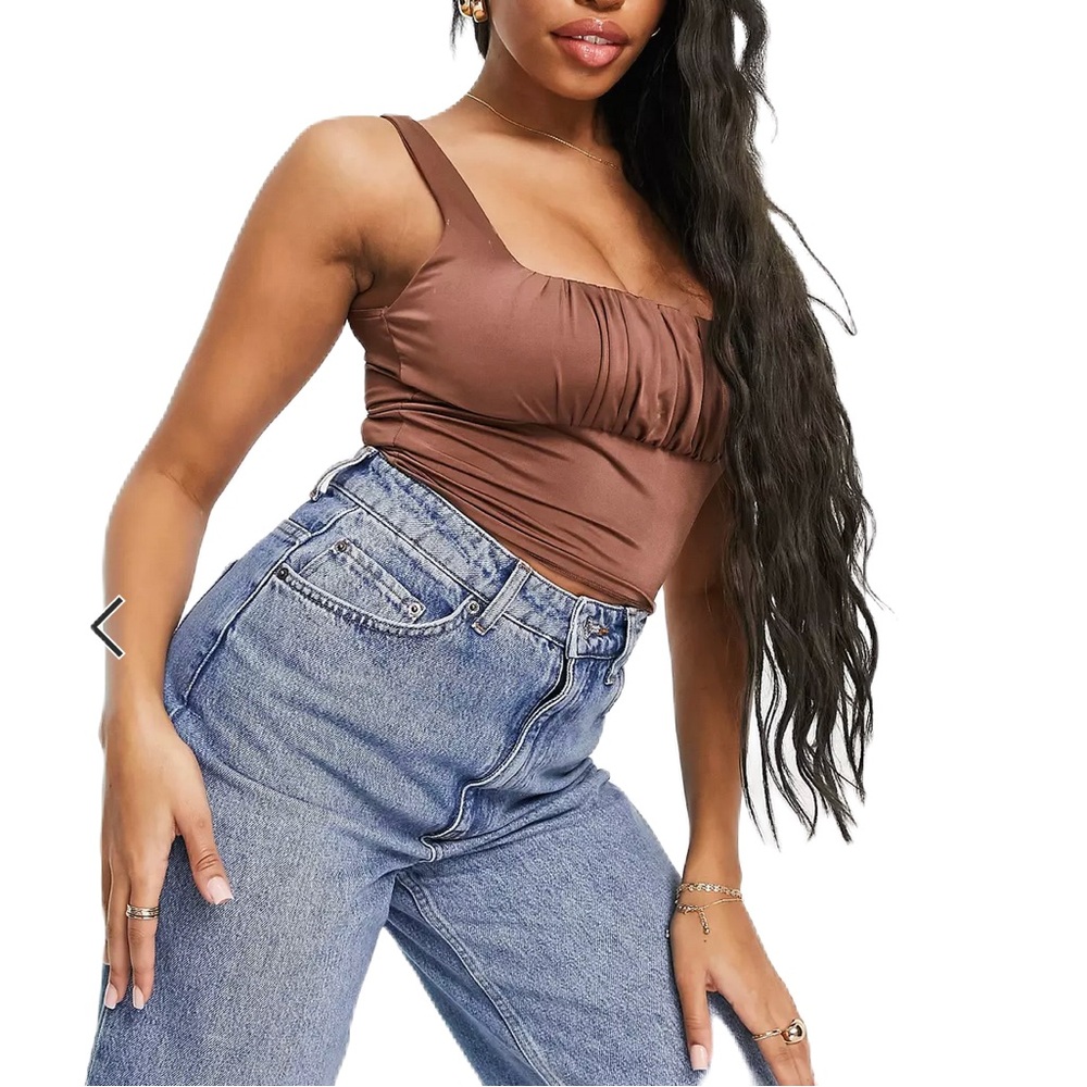 ASOS fuller bust ruched cami in brown